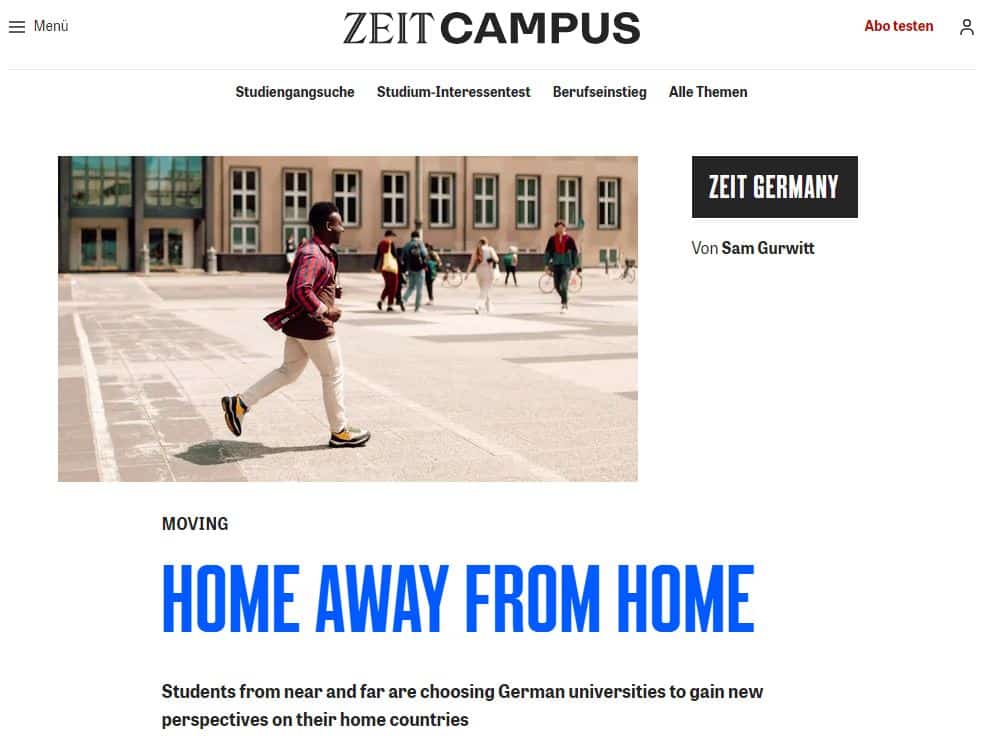 Screenshot of a Zeit Campus Article